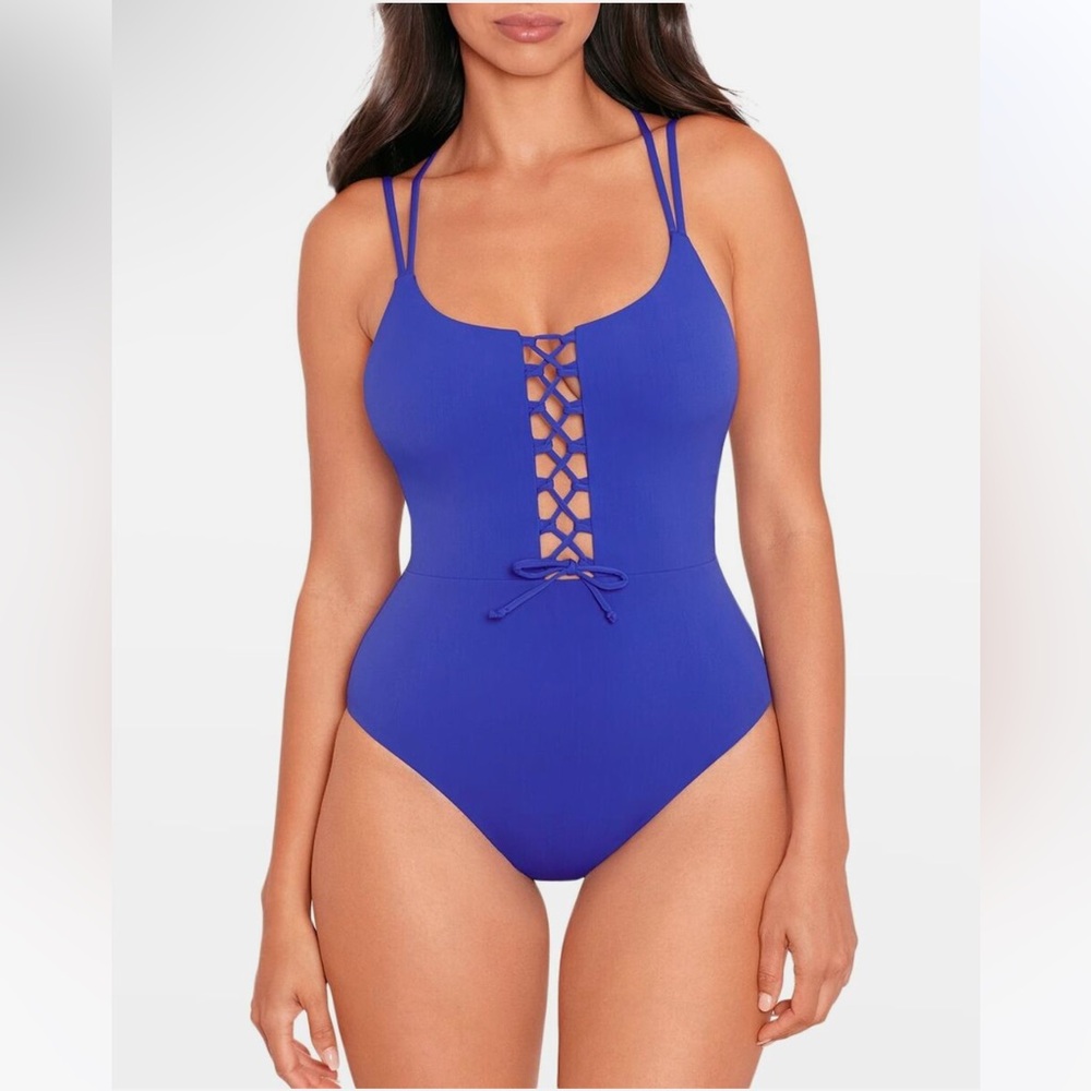 Skinny Dippers- Jelly Beans Suga Babe OnePiece Blue Swimsuit Size XL